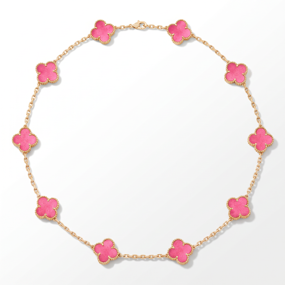 Alhambra Lucky Pink Enamel Clover 10 Motifs necklace