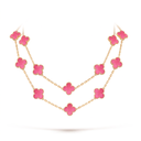 Vintage Alhambra Lucky Pink Enamel Clover 20 Motifs necklace