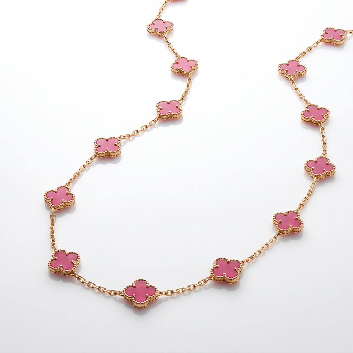 Alhambra Lucky Pink Enamel Clover 20 Motifs necklace