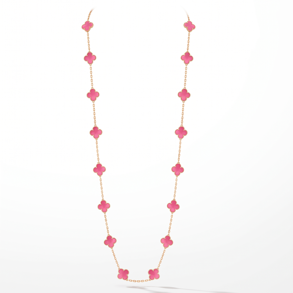 Alhambra Lucky Pink Enamel Clover 20 Motifs necklace