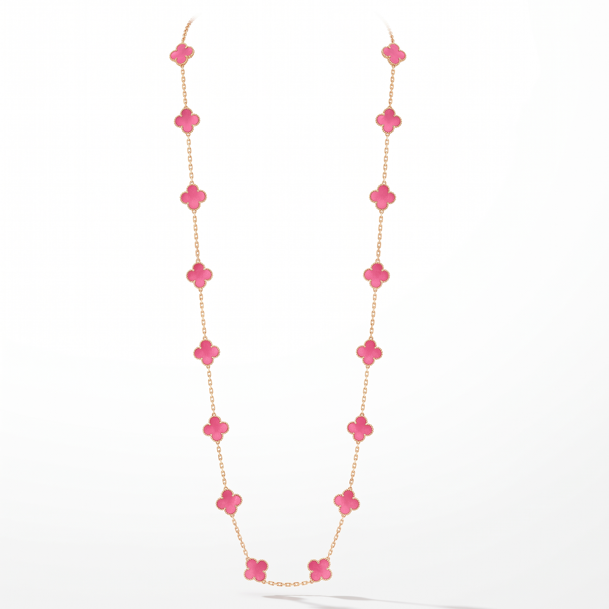 Alhambra Lucky Pink Enamel Clover 20 Motifs necklace