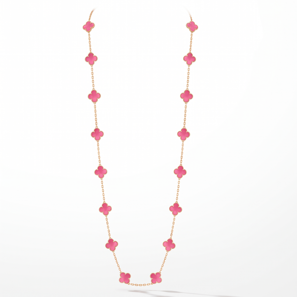 Alhambra Lucky Pink Enamel Clover 20 Motifs necklace