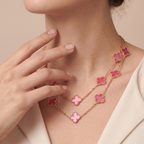 Alhambra Lucky Pink Enamel Clover 20 Motifs necklace