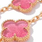Alhambra Lucky Pink Enamel Clover 5 Motifs Bracelet