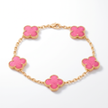 Alhambra Lucky Pink Enamel Clover 5 Motifs Bracelet