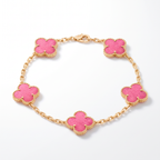 Alhambra Lucky Pink Enamel Clover 5 Motifs Bracelet