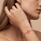 Alhambra Lucky Pink Enamel Clover 5 Motifs Bracelet