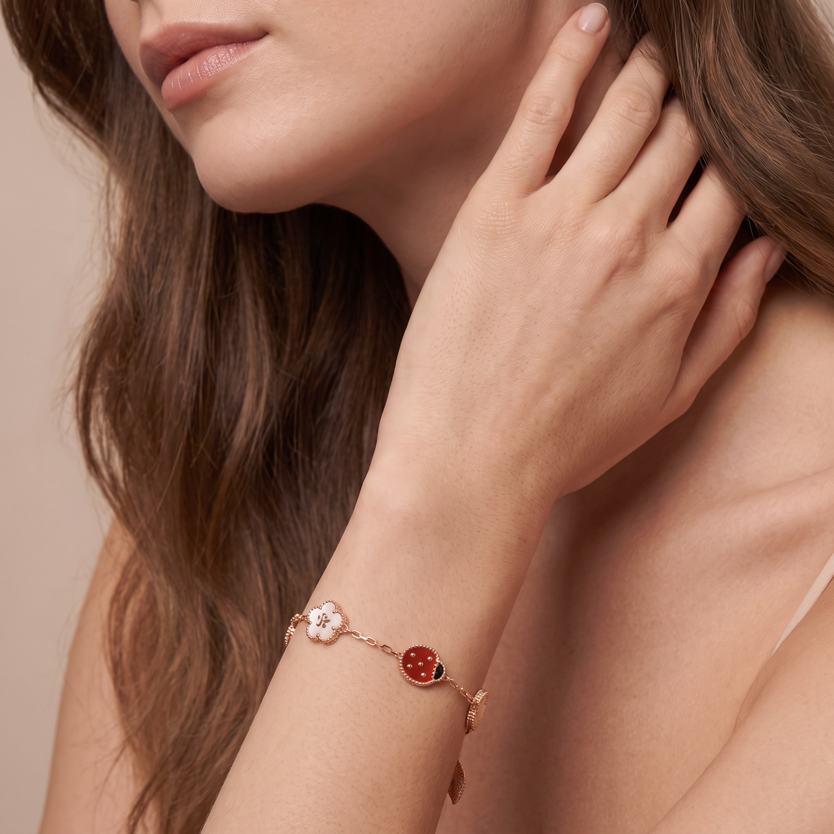 Alhambra Lucky Spring Lady-Bug 5 Motifs Bracelet