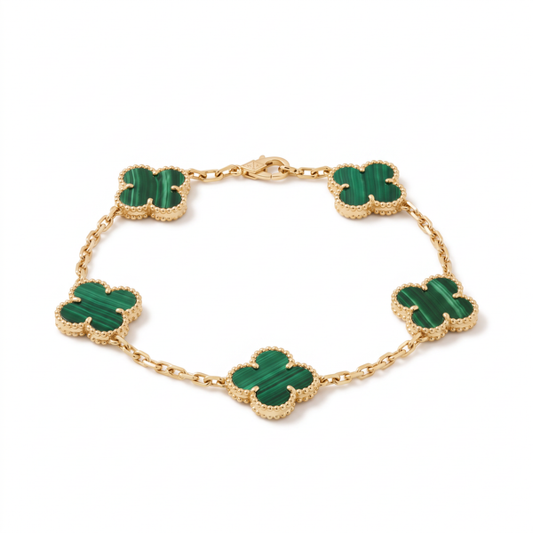 Alhambra Malachite Clover 5 Motifs Bracelet