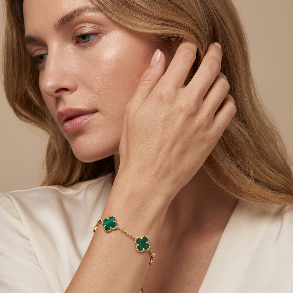 Alhambra Malachite Clover 5 Motifs Bracelet