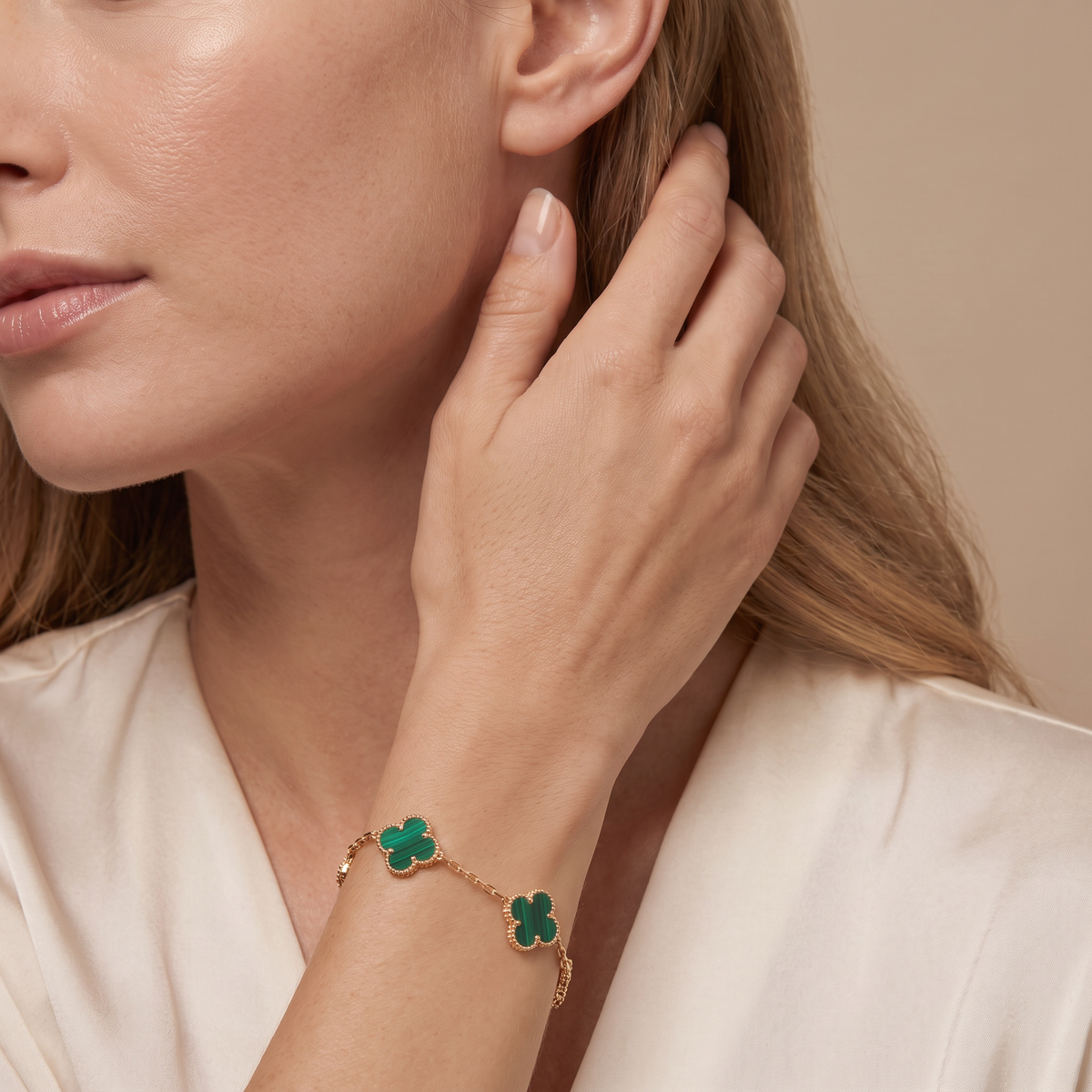 Alhambra Malachite Clover 5 Motifs Bracelet