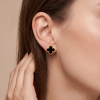 Alhambra Onyx Clover Motif Earrings