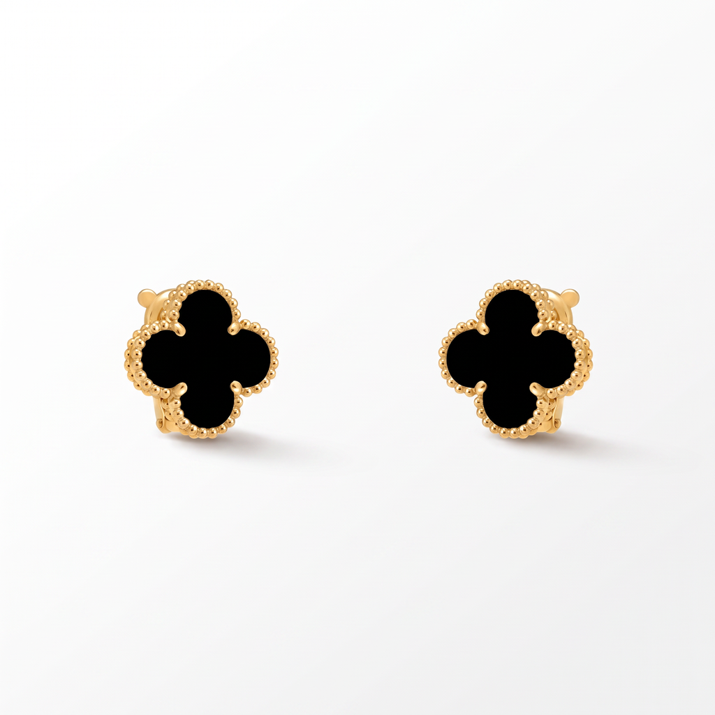 Alhambra Onyx Clover Motif Earrings