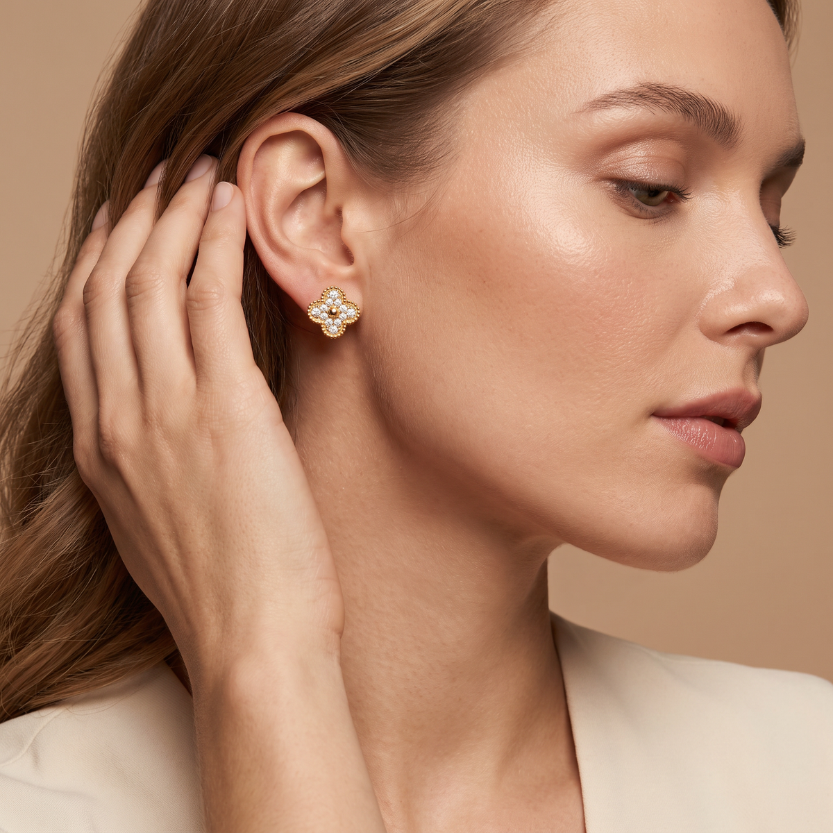 Alhambra Paved Diamond Earrings