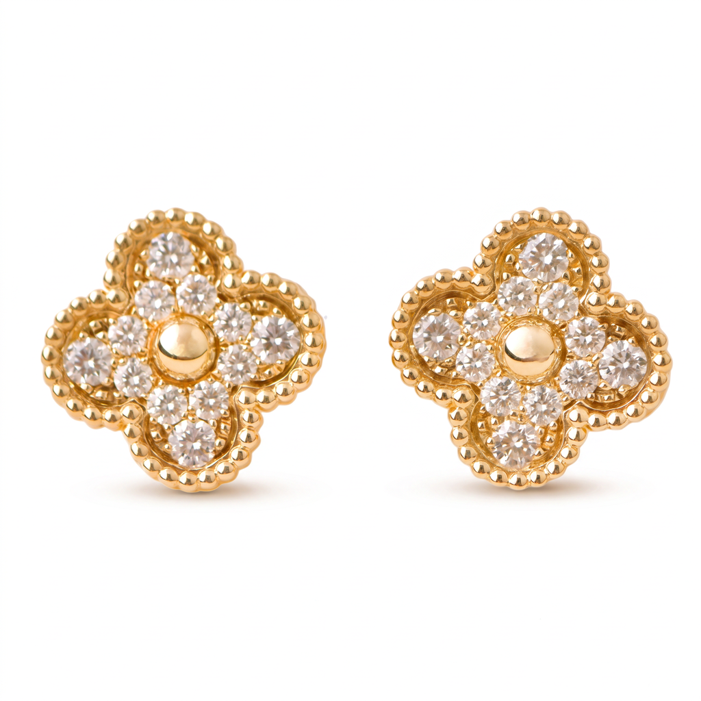 Alhambra Paved Diamond Earrings