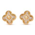 Alhambra Paved Diamond Earrings