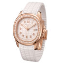 Aquanaut luce White Dial Stone Set Rose Tone Women's Watch