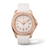 Aquanaut luce White Dial Stone Set Rose Tone Women's Watch