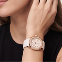 Aquanaut luce White Dial Stone Set Rose Tone Women's Watch