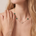 Blossom Malachite and Paved 7 Motifs Necklace