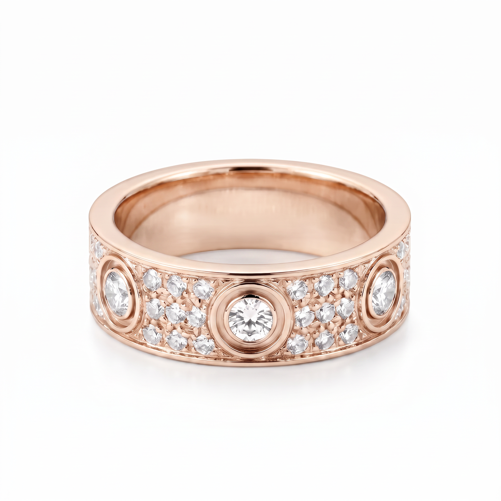 Classic Love 6 Diamond Full-paved Band Ring