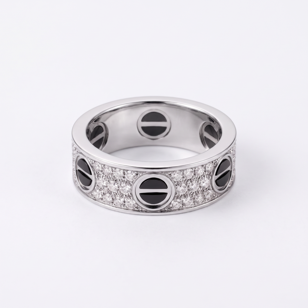 Classic Love Ceramic Paved Band Ring