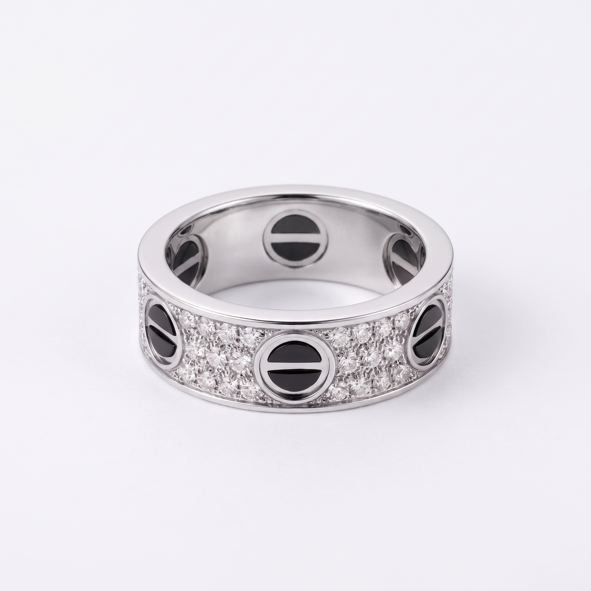 Classic Love Ceramic Paved Band Ring