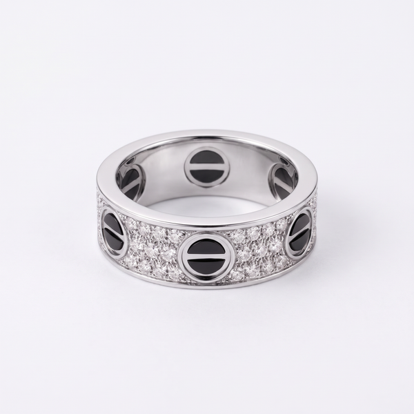Classic Love Ceramic Paved Band Ring