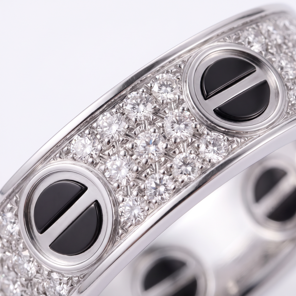 Classic Love Ceramic Paved Band Ring