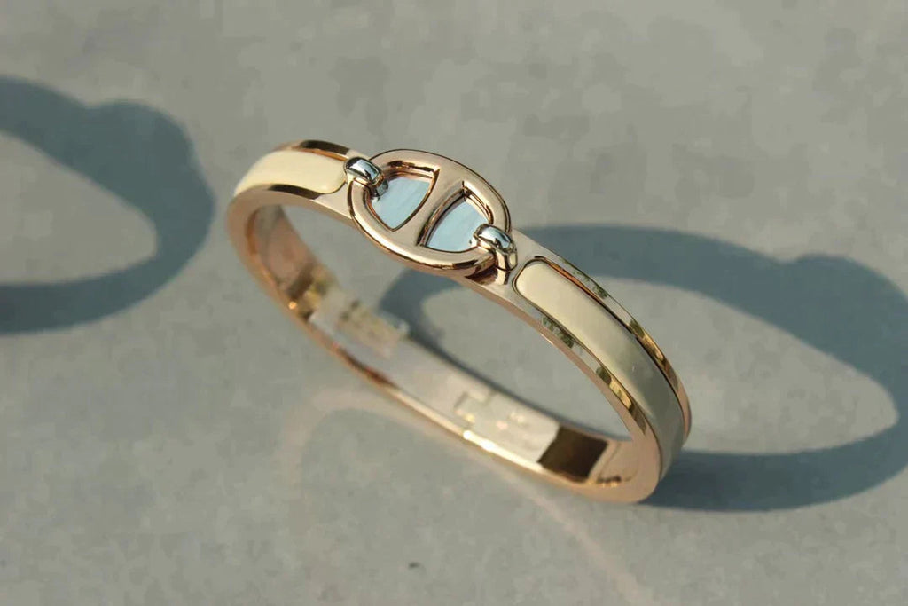 Clic Chaine Bracelet Pink Gold Black Enamel High Quality