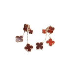 Clover Earrings Carnelian Pink Gold 4 Motifs High Quality