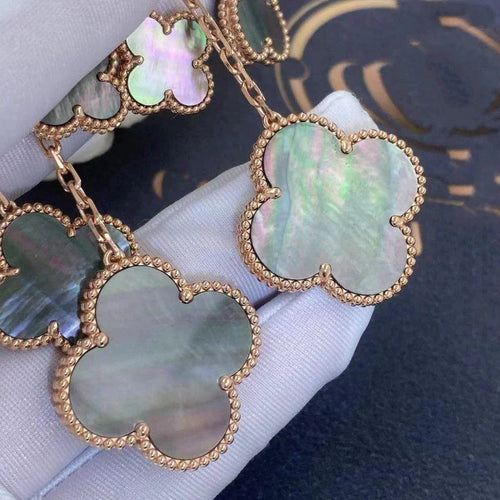 Clover Earrings Dark MOP Pink Gold 4 Motifs Elegant High Quality