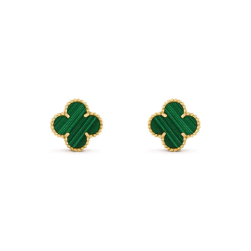 Clover Earrings Medium Malachite Rose Gold High Quality