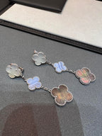 Clover Earrings Silver MOP 3 Motifs Elegant Luxury High Quality
