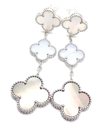 Clover Earrings Silver MOP 3 Motifs Elegant Luxury High Quality
