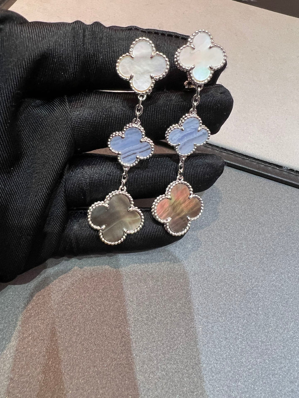 Clover Earrings Silver MOP 3 Motifs Elegant Luxury High Quality