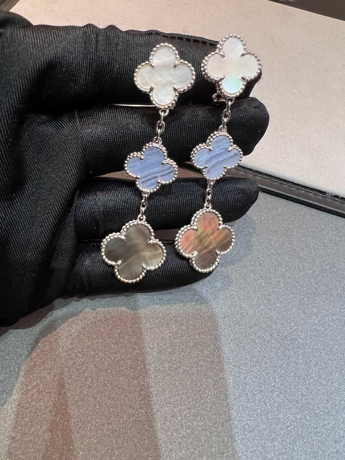Clover Earrings Silver MOP 3 Motifs Elegant Luxury High Quality