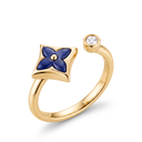 Color Blossom Blue Star Motif Cuff Ring