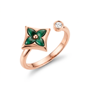 Color Blossom Green Star Motif Cuff Ring