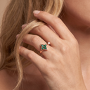 Color Blossom Green Star Motif Cuff Ring