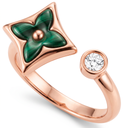 Color Blossom Green Star Motif Cuff Ring