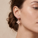 Color Blossom Pave Motif Drop Earrings