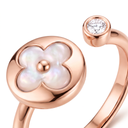 Color Blossom Pearl Motif Cuff Ring