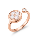 Color Blossom Pearl Floral Motif Cuff Ring