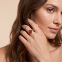 Color Blossom Red Motif Cuff Ring