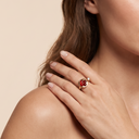 Color Blossom Red Motif Cuff Ring