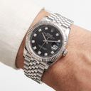 Datejust 126234 Black and Diamond Dial Fluted Bezel Stainless Steel Men's Watch