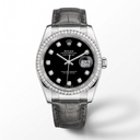 Datejust Black Dial Diamond Bezel Leather Strap Automatic Watch