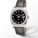 Datejust Black Dial Diamond Bezel Leather Strap Automatic Watch