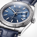 Datejust Blue Dial Fluted Bezel Leather Strap Automatic Men's Watch